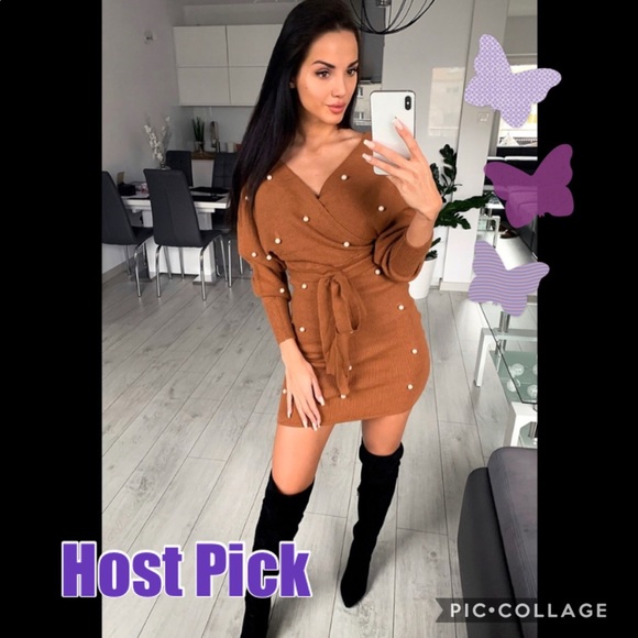 🎉HP🎉Brown Wrap Dress - Picture 6 of 9